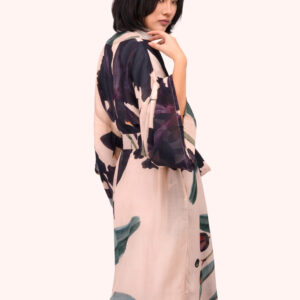 MIDNIGHT ORCHID LONG KIMONO GOWN
