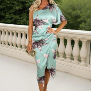 Ax Paris One Shoulder Duckegg Green Dress
